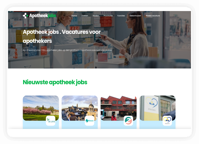 Apotheek jobs | Apotheekjobs.be is het platform voor vacatures in Apotheken & Ziekenhuizen | Apothekers | Apotheekassistenten | Pharmacie | Ziekenhuisapotheker